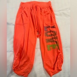 Orange Love Print Jogger Pants